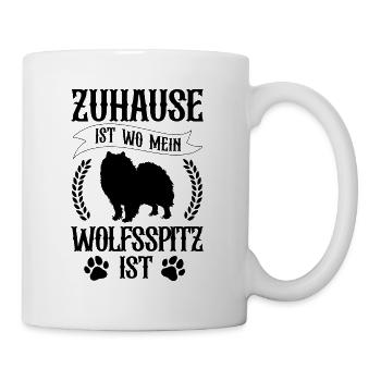 Wolfsspitz ist mein Zuhause Deutscher Spitz - Tasse - Weiß - Rechts