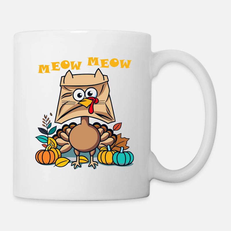 La dinde s’habille en chat à Thanksgiving - Mug blanc - blanc