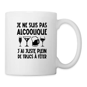 je ne suis pas alcoolique - Mug blanc - blanc - Droite