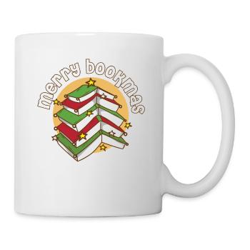 Merry Bookmas Bookworm Christmas Tree Book Lover - Tasse - Weiß - Rechts