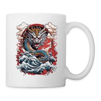 Dragon asiatique rétro Ukiyo-e Japon Art Style - Mug blanc - blanc - Droite