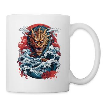 Japanese Ukiyo-E Art Style Dragon Retro Design - Mug - white - Right