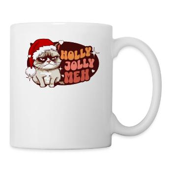 Holly Jolly Meh - Angry Cat Women Funny Christmas - Mug - white - Right