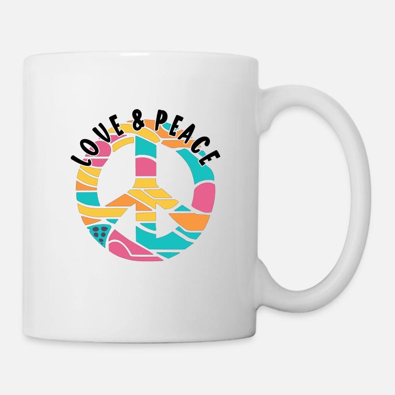 Love Peace 60s 70s Hippie Costume - Mug - white