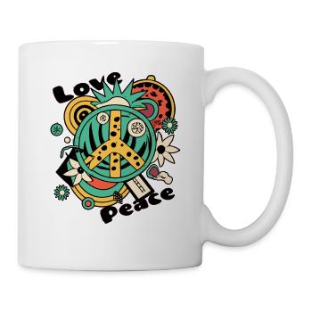 Love Peace 60s 70s Hippie Costume - Mug - white - Right