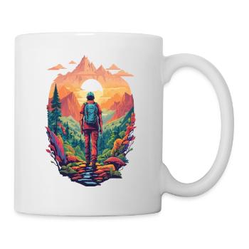 Nature Randonnée Camping Fantaisie Design Montagnes Forêt - Mug blanc - blanc - Droite