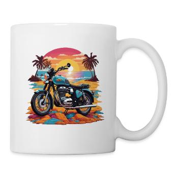 Moto Vintage Biker sur la plage Design rétro - Mug blanc - blanc - Droite
