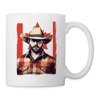 Canada Cowboy with Flag Horses Lover - Mug - white - Right
