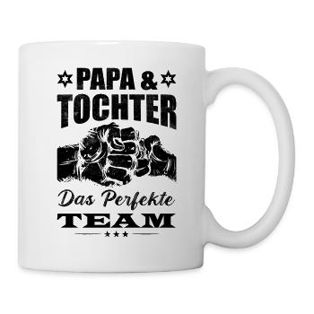 Papa und Tochter das perfekte Team Spruch - Tasse - Weiß - Rechts