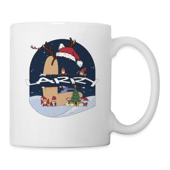 Toller Larry Name mit Weihnachtsmütze im Weihnachtsthema - Tasse - Weiß - Rechts