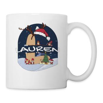 Awesome Lauren Name mit Weihnachtsmütze im Weihnachtsthema - Tasse - Weiß - Rechts