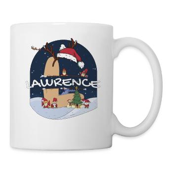 Impressionnant nom de Lawrence w chapeau de père Noël dans le thème de Noël - Mug blanc - blanc - Droite