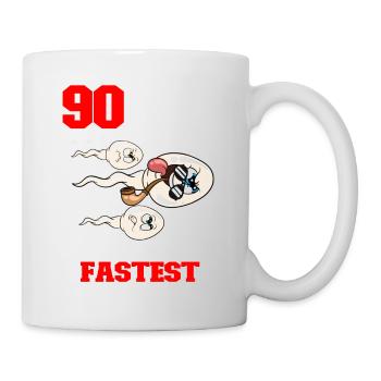 Lustiger Geburtstagsspruch 90 Jahre Alt - Tasse - Weiß - Rechts