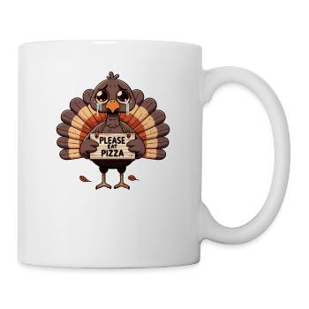 Dinde triste Thanksgiving S’il vous plaît manger de la pizza - Mug blanc - blanc - Droite