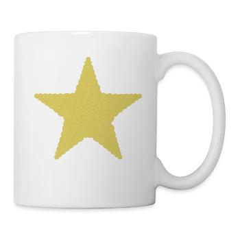 Weihnachten, Stern, Weihnachtskugeln, Gold, Gelb - Tasse - Weiß - Rechts