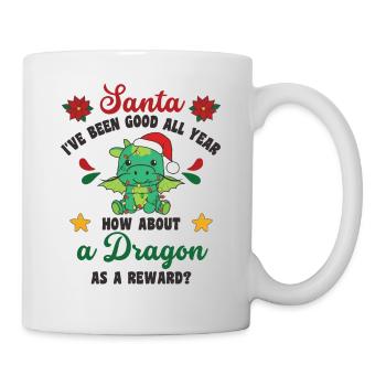 Ich will ein Drache zu Weihnachten süße Drachen - Tasse - Weiß - Rechts
