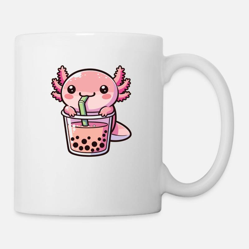 Kawaii Axolotl Bubble Tea Boba Axolotl - Mug - white