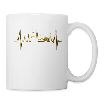 Kiel Skyline Herzschlag Fan Herz Liebe Love Kieler - Tasse - Weiß - Rechts