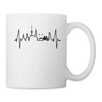 Kiel Skyline Herzschlag Fan Herz Liebe Love Kieler - Tasse - Weiß - Rechts