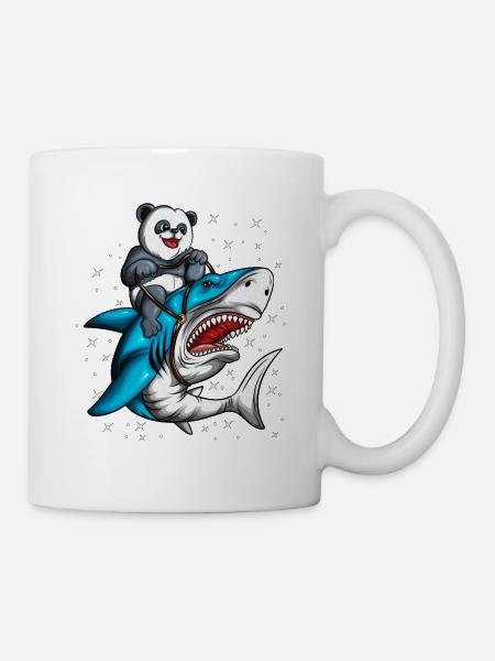Hai Pandabär Reitstunde Ausritt Haifisch Ausreiten - Tasse - Weiß