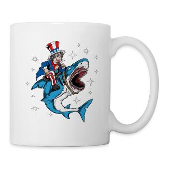 Independence Day USA American Rides Shark - Mug - white - Right