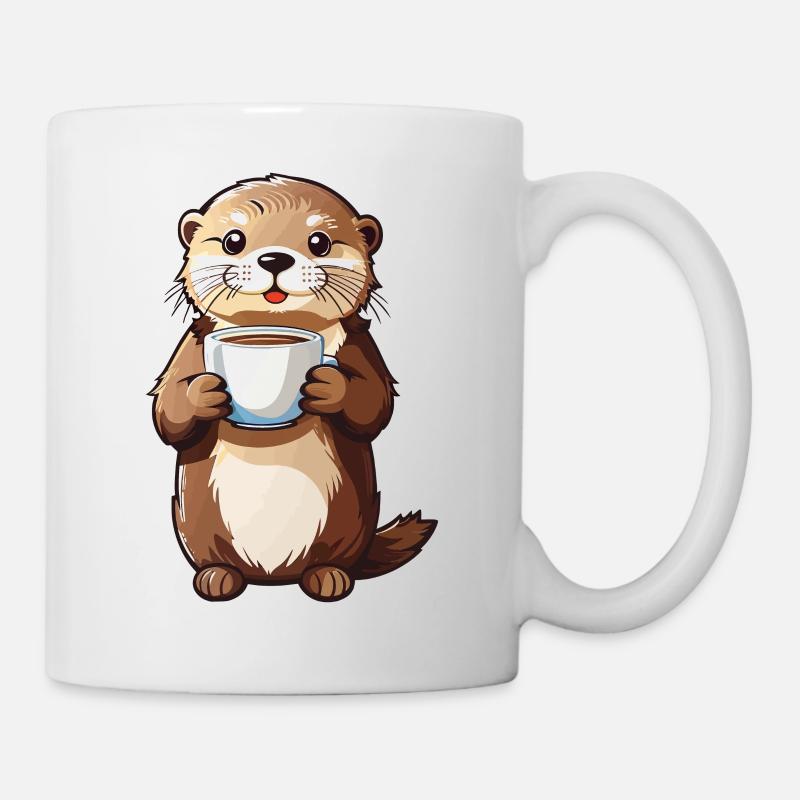 Loutre Café Temps Animal Lover Coffee Design - Mug blanc - blanc