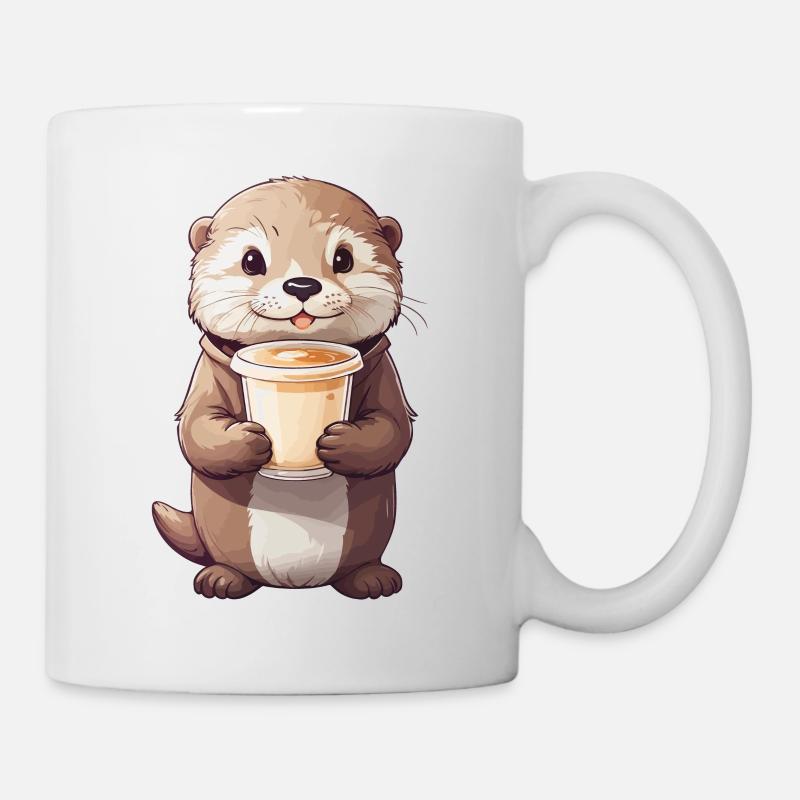 Loutre Coffee Time café sucré Animal Design - Mug blanc - blanc