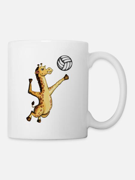 Enfants Girafes Fan Volley-ball Jeu De Volley-ball Filet - Mug blanc - blanc