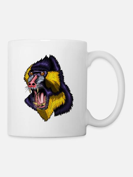 Affe Affengehege Mandrill Mandrillen Affengruppe - Tasse - Weiß