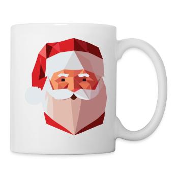 Weihnachtsmann Low Poly / Frohe Weihnachten - Tasse - Weiß - Rechts