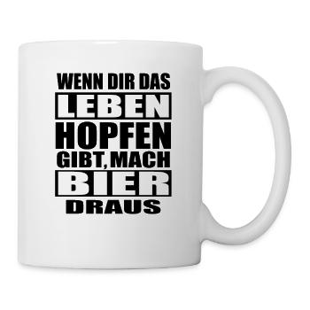 Lustige Sprüche Männer Bier Party Hefe Hopfen - Tasse - Weiß - Rechts