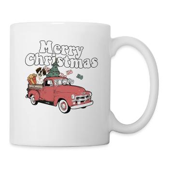 Vintage Red Pick Up Truck Saint Bernard Dog Merry - Mug - white - Right