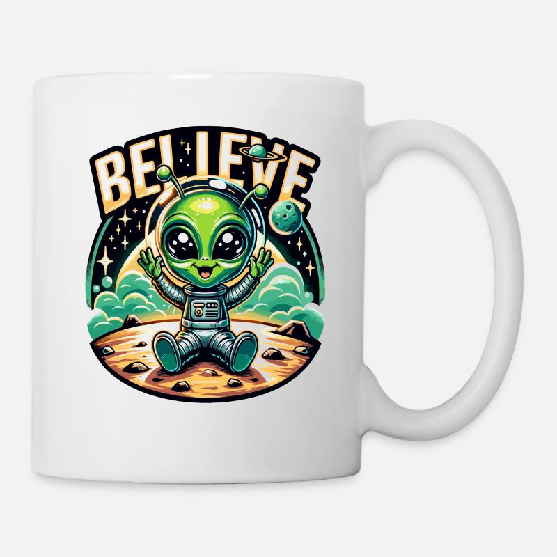 Drôle Alien Alien Croire - Mug blanc - blanc