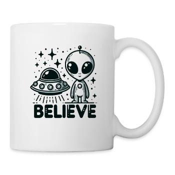 Lustiges Außerirdischer Alien Believe - Tasse - Weiß - Rechts