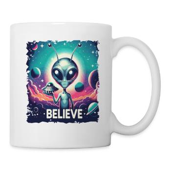 Lustiges Außerirdischer Alien Believe - Tasse - Weiß - Rechts