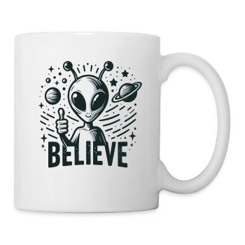 Lustiges Außerirdischer Alien Believe - Tasse - Weiß - Rechts