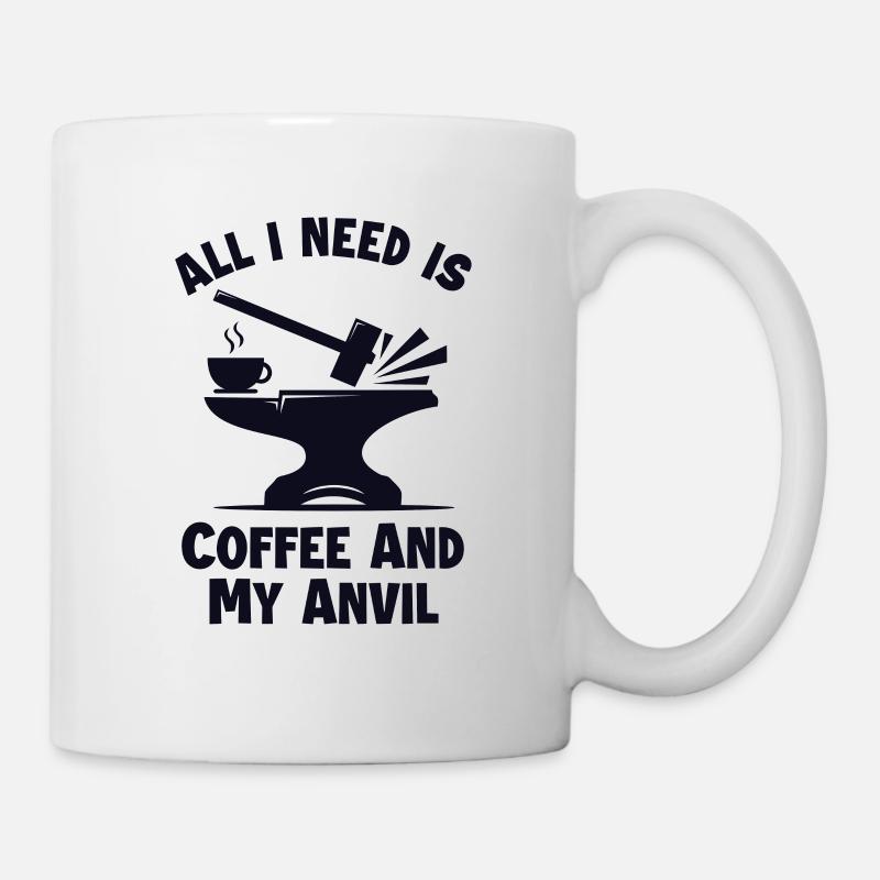 Coffee and my Anvil Blacksmith Forging - Tasse - Weiß