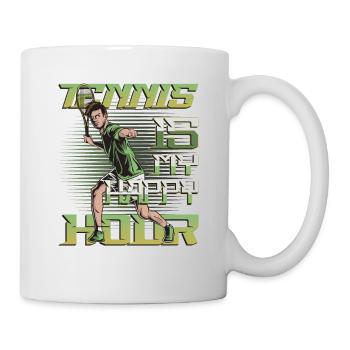 Tennis Ist Meine Happy Hour, Tennisspieler, Tennis - Tasse - Weiß - Rechts