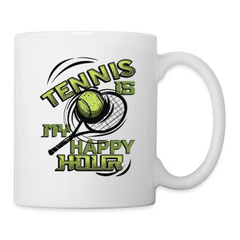 Tennis Ist Meine Happy Hour, Tennisspieler, Tennis - Tasse - Weiß - Rechts