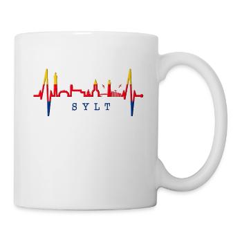 Sylt Skyline Nordsee Herzschlag Nordfriesen Sylter - Tasse - Weiß - Rechts