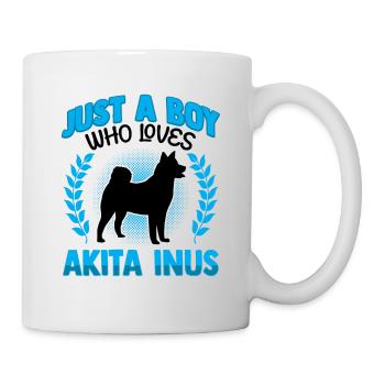 Garçon qui aime l’Akita Inu Shiba Inu - Mug blanc - blanc - Droite