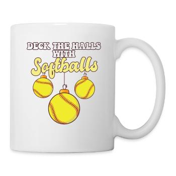 Softball Player Catcher Christmas Balls Deck The - Tasse - Weiß - Rechts