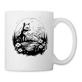 Nature spectacle with flowers, meadow and a fox - Mug - white - Right