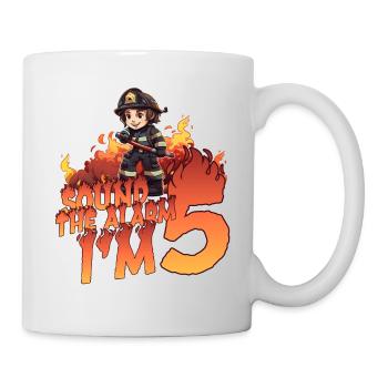 Thème de garçon d’anniversaire de pompier pour enfants de 5 ans - Mug blanc - blanc - Droite