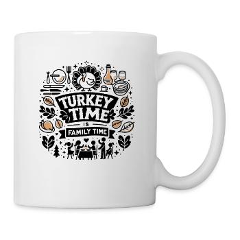 L’heure de la dinde, c’est l’heure de la famille - Mug blanc - blanc - Droite