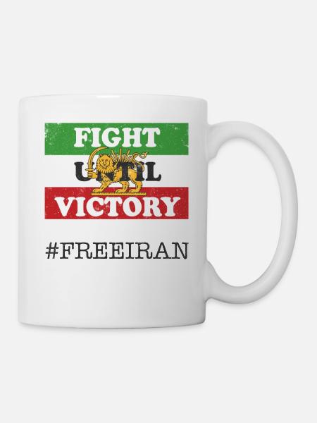 Iranische Löwenflagge KAMPF BIS ZUM SIEG Iranisch - Tasse - Weiß