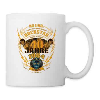 40. Geburtstag 1984 Rock'n Roll für immer Geschenk - Tasse - Weiß - Rechts