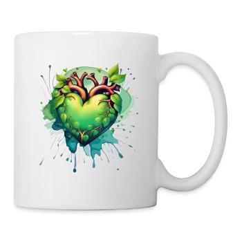 Grünes Herz - Tasse - Weiß - Rechts