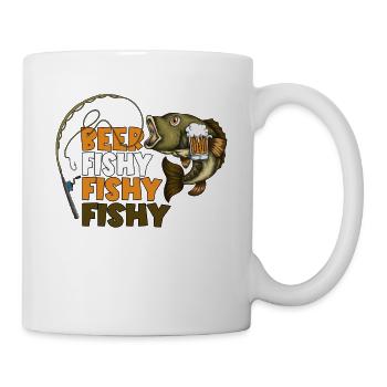 Beer while Fishing Pun Angel Beer FIshy - Mug - white - Right