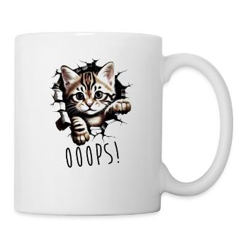 OOOPS! kitten hole wall cat kitty puppy - Mug - white - Right